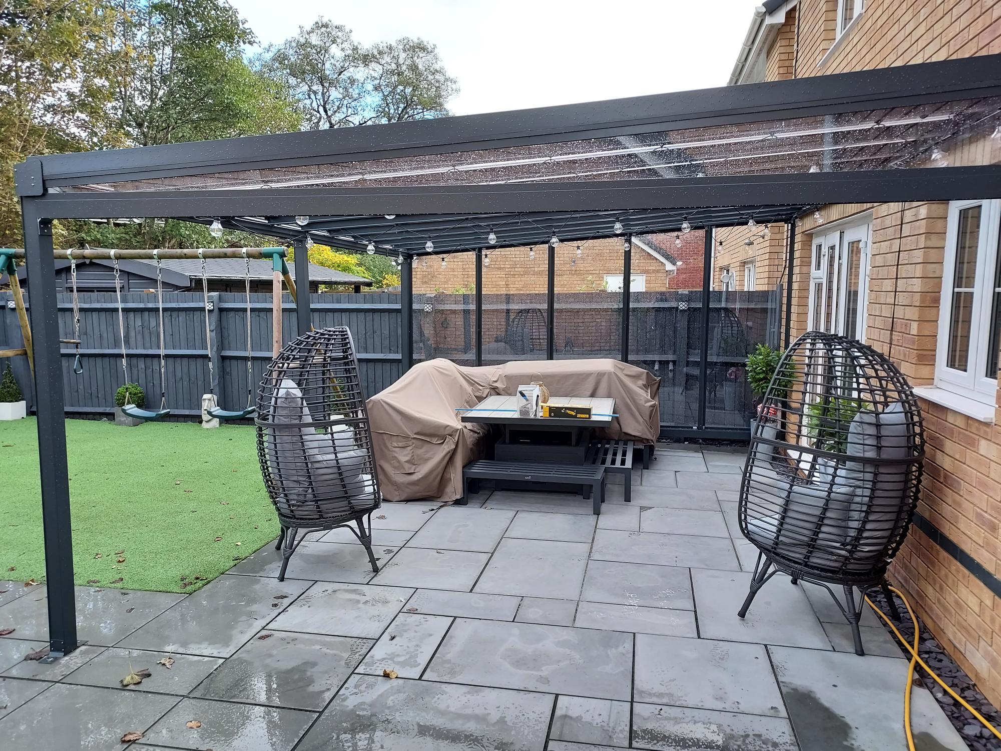  Wall  Mounted  Lean To Canopy  in Anthracite Grey Glass 