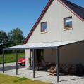 Omega Smart Lean-To Canopy, Anthracite Grey, 16mm Polycarbonate Glazing - 2.1m (W) x 3.0m (P), (2) Supporting Posts