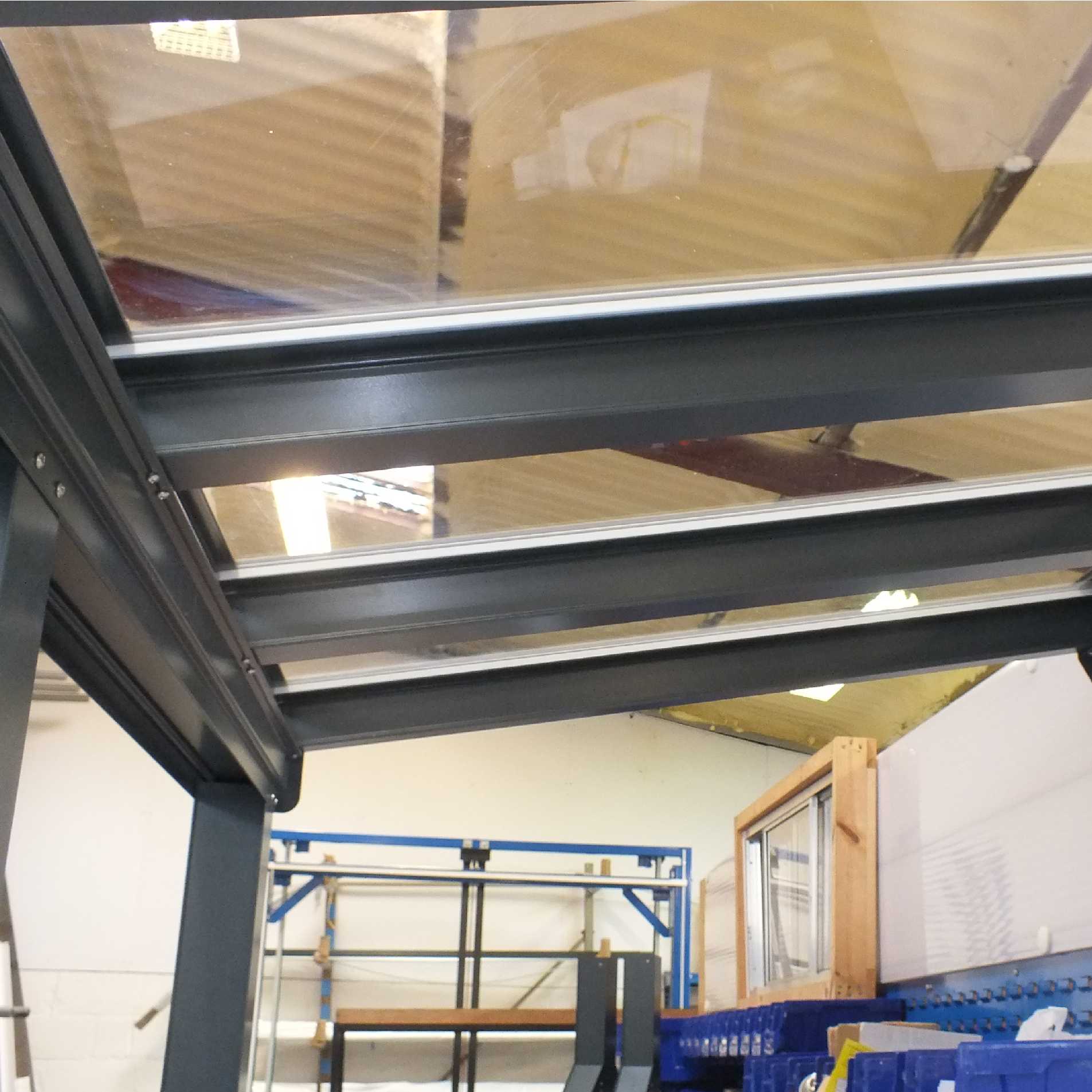Great deals on Omega Smart Lean-To Canopy, Anthracite Grey, 6mm Glass Clear Plate Polycarbonate Glazing - 9.1m (W) x 2.0m (P), (5) Supporting Posts