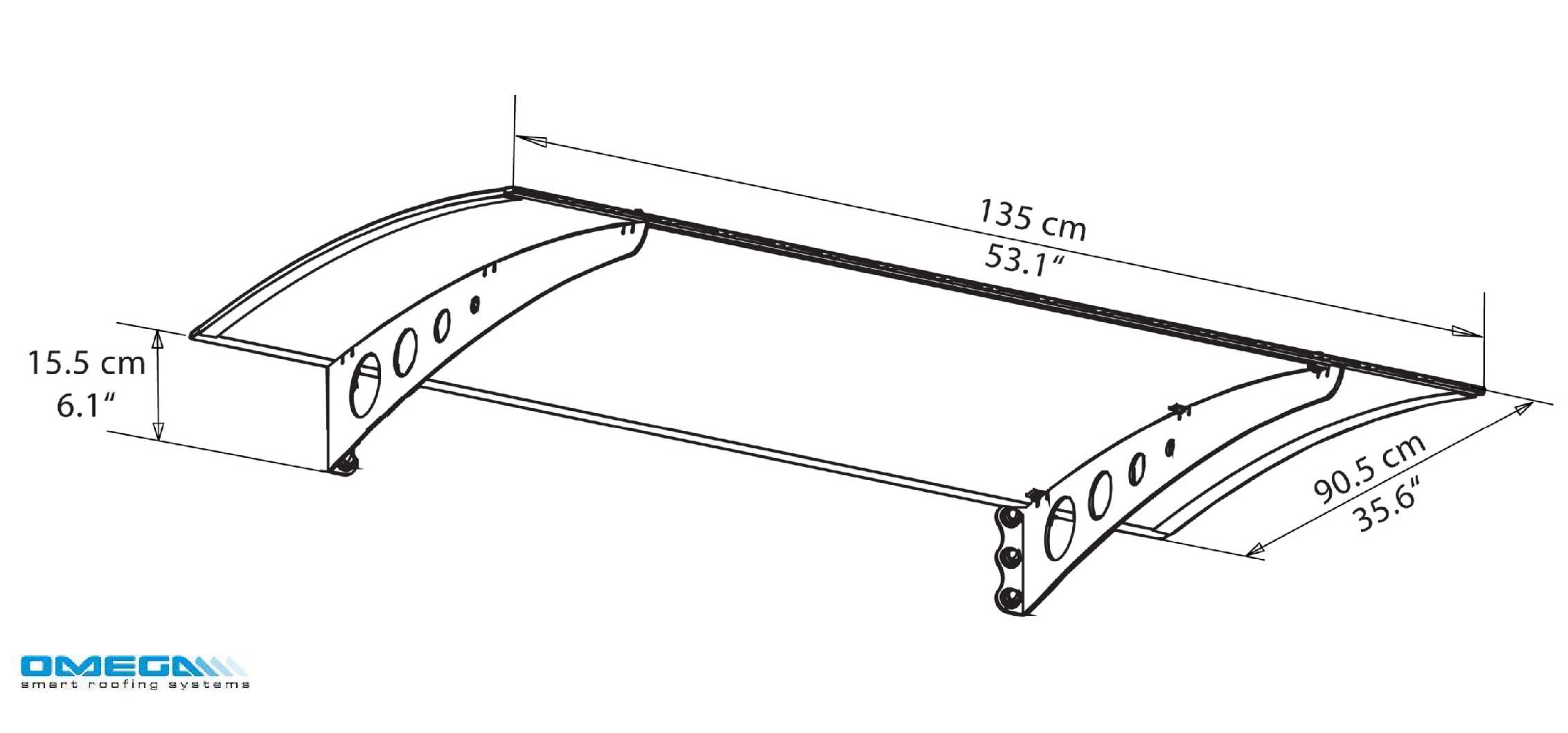 Lyra Door Canopy - 1350mm (W) x 905mm (P) from Omega Build