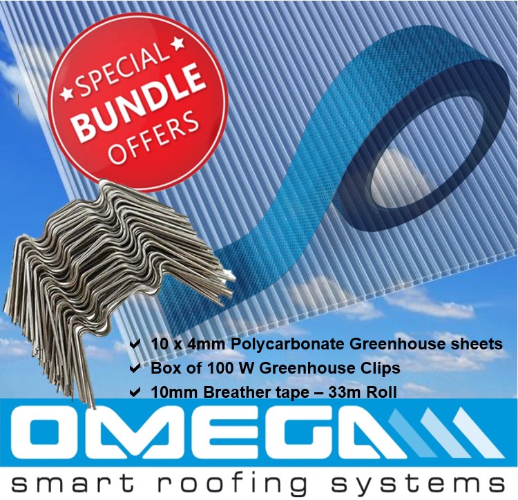 SPECIAL OFFER bundle 10 Pack, 4mm Polycarbonate Sheet Clear   Twin Wall, 610mm wide x 1220mm long, W clips and tape