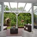Omega Smart Lean-To Canopy, White with 6mm Glass Clear Plate Polycarbonate Glazing - 4.2m (W) x 1.5m (P), (3) Supporting Posts