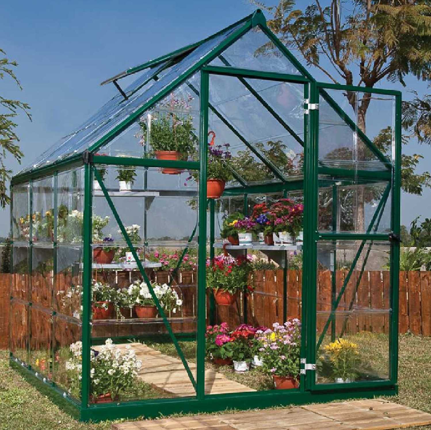 Greenhouse, Green aluminium frame, 6ft. X 8ft. (6' x 8')