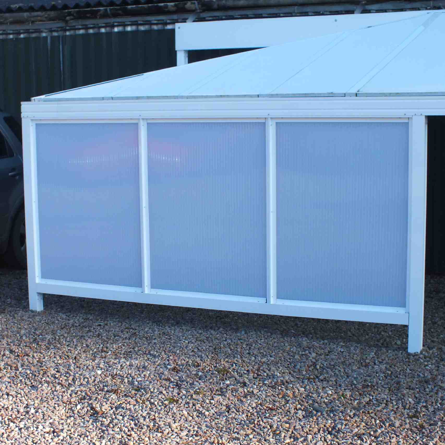 Omega Smart Canopy - UNDER EAVES In-Fill Sections,  16mm Polycarbonate In-Fill Panels, White Frame