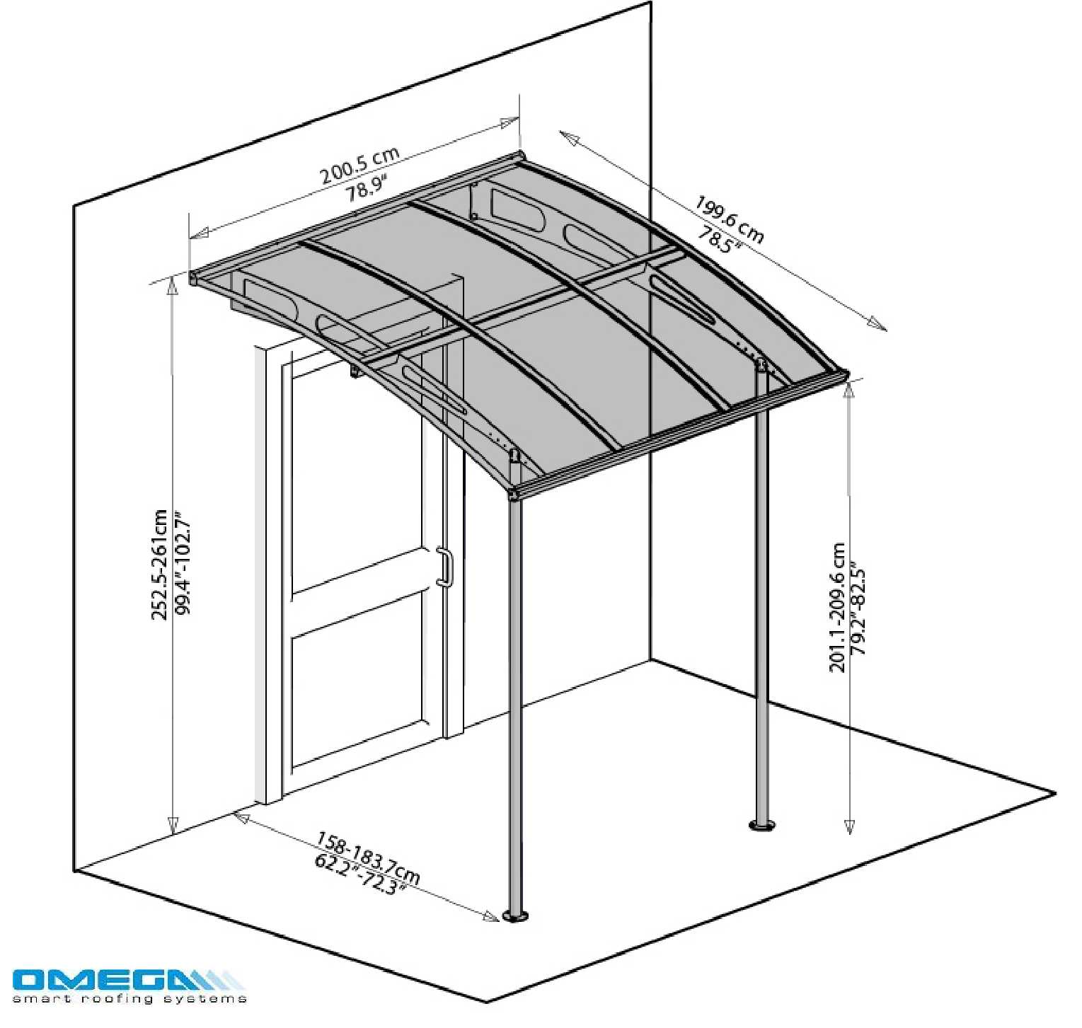 Buy Vega Door Canopy- 2005mm (W) x 1837mm( P) online today
