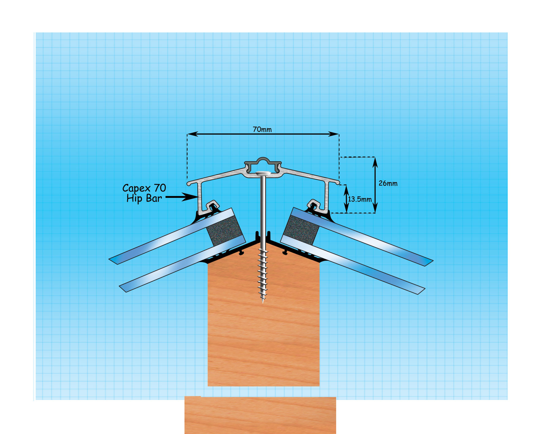 Grey Hip Bar 70 conceal fix 2.4M,3.0M,4.8M &6.0M