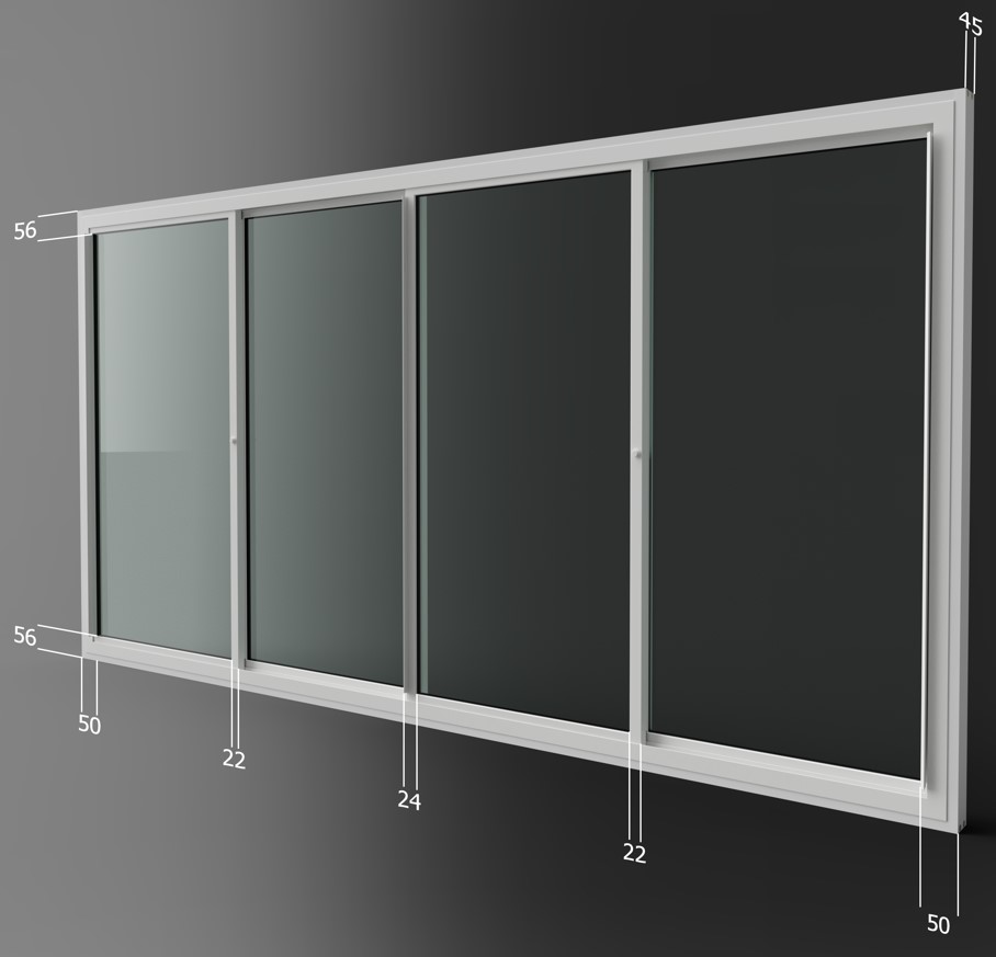 4 panel horizontal slider secondary glazing unit