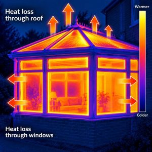 thermal image showing heat loss in a conservatory