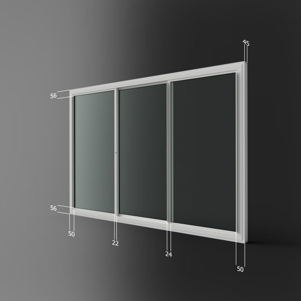 3 panel horizontal slider secondary glazing unit