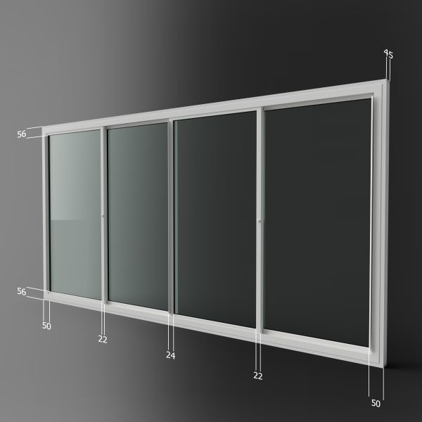 4 panel horizontal slider secondary glazing unit