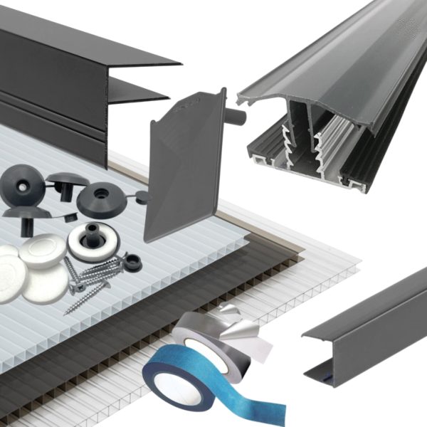 Bar Rafter Kit DIY Lean to Roof Kit with Anthracite Grey Rafter-Supported Glazing Bars ...